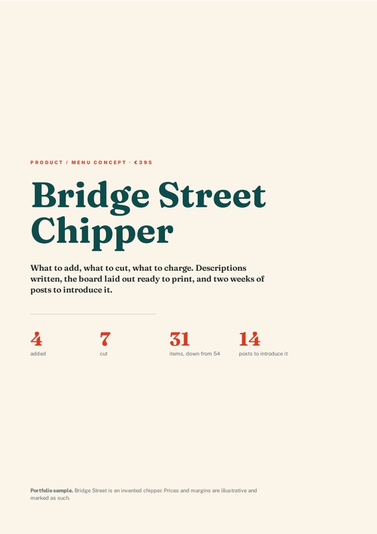 Cover of the Product / menu concept sample for Bridge Street