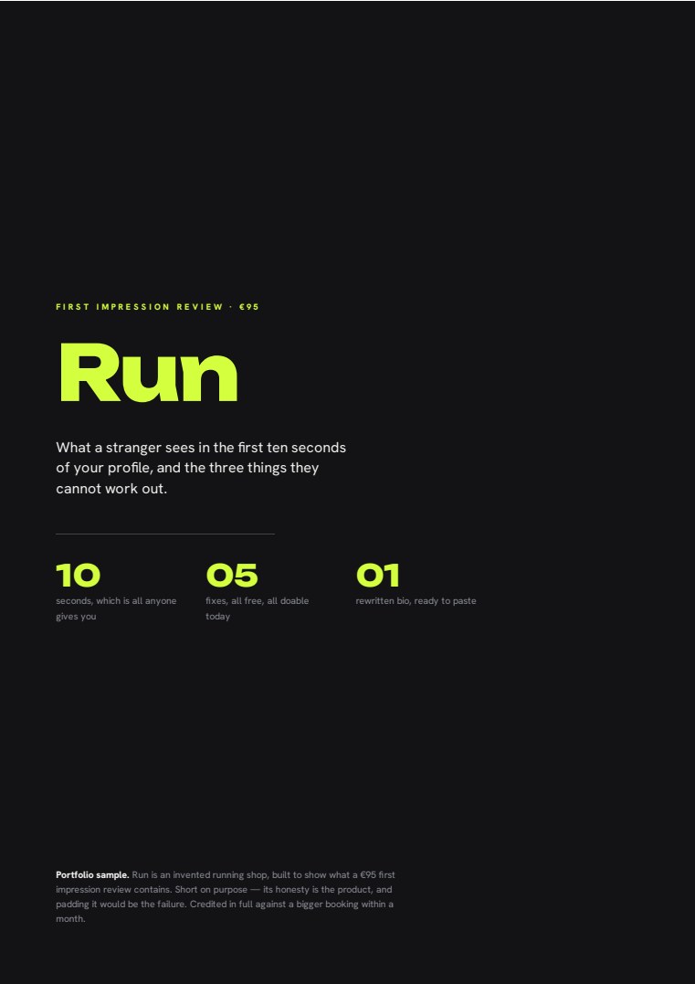 Cover of the First impression review sample for Run