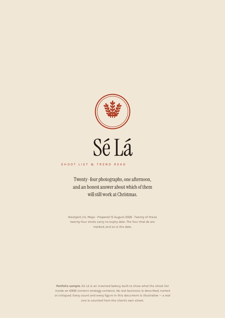 Cover of the Content strategy · the shoot list sample for Sé Lá