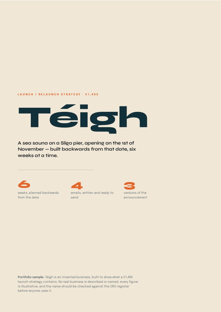 Cover of the Launch / relaunch strategy sample for Téigh